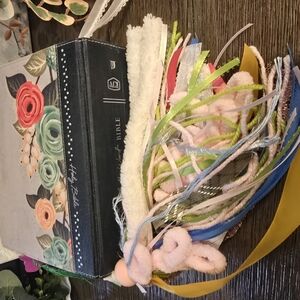 Hand Crafted Green and Pink  Spring Colors Bible Tassel